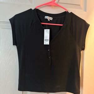 Short sleeve crop button down